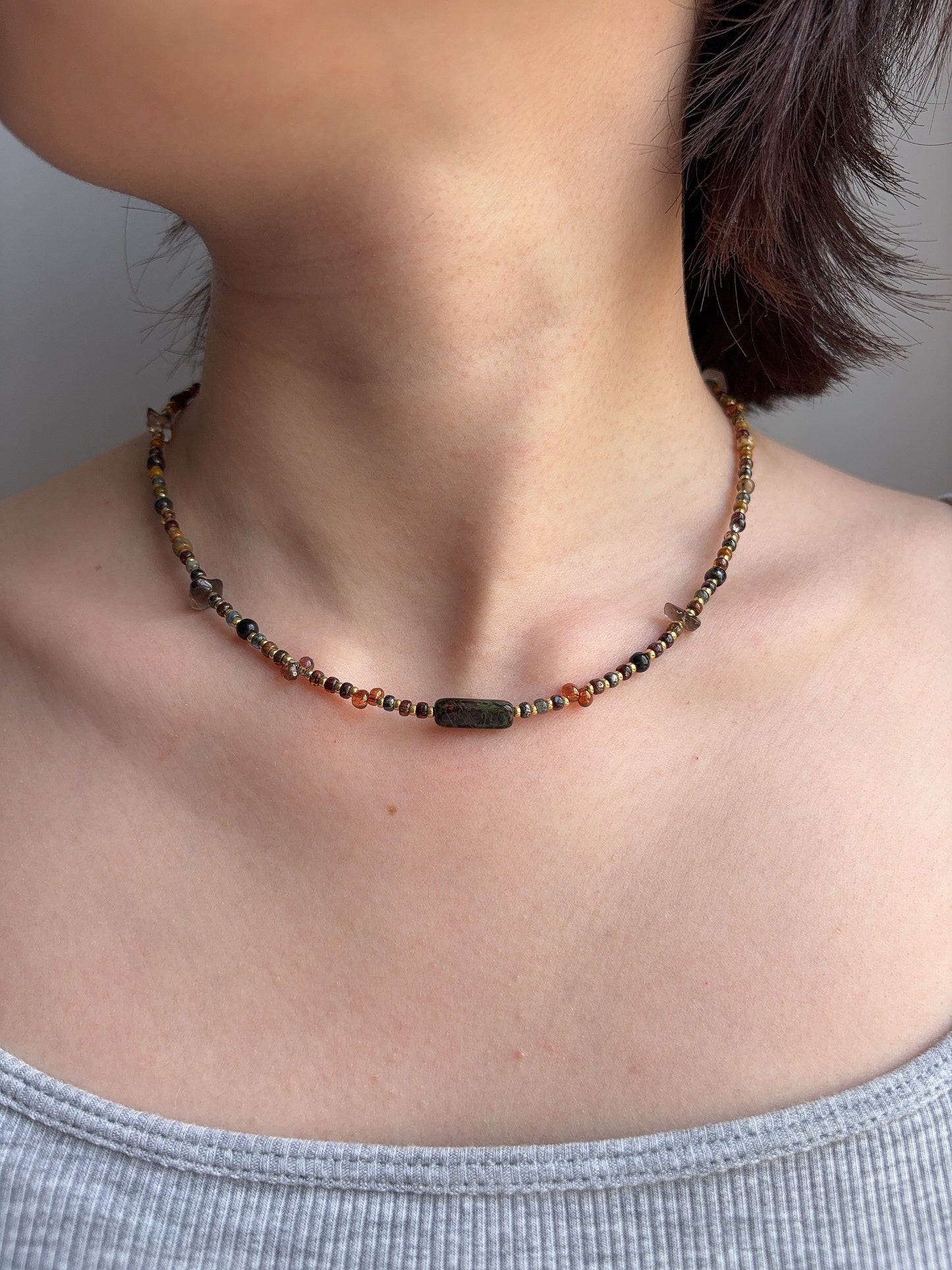 Olive Bead Necklace