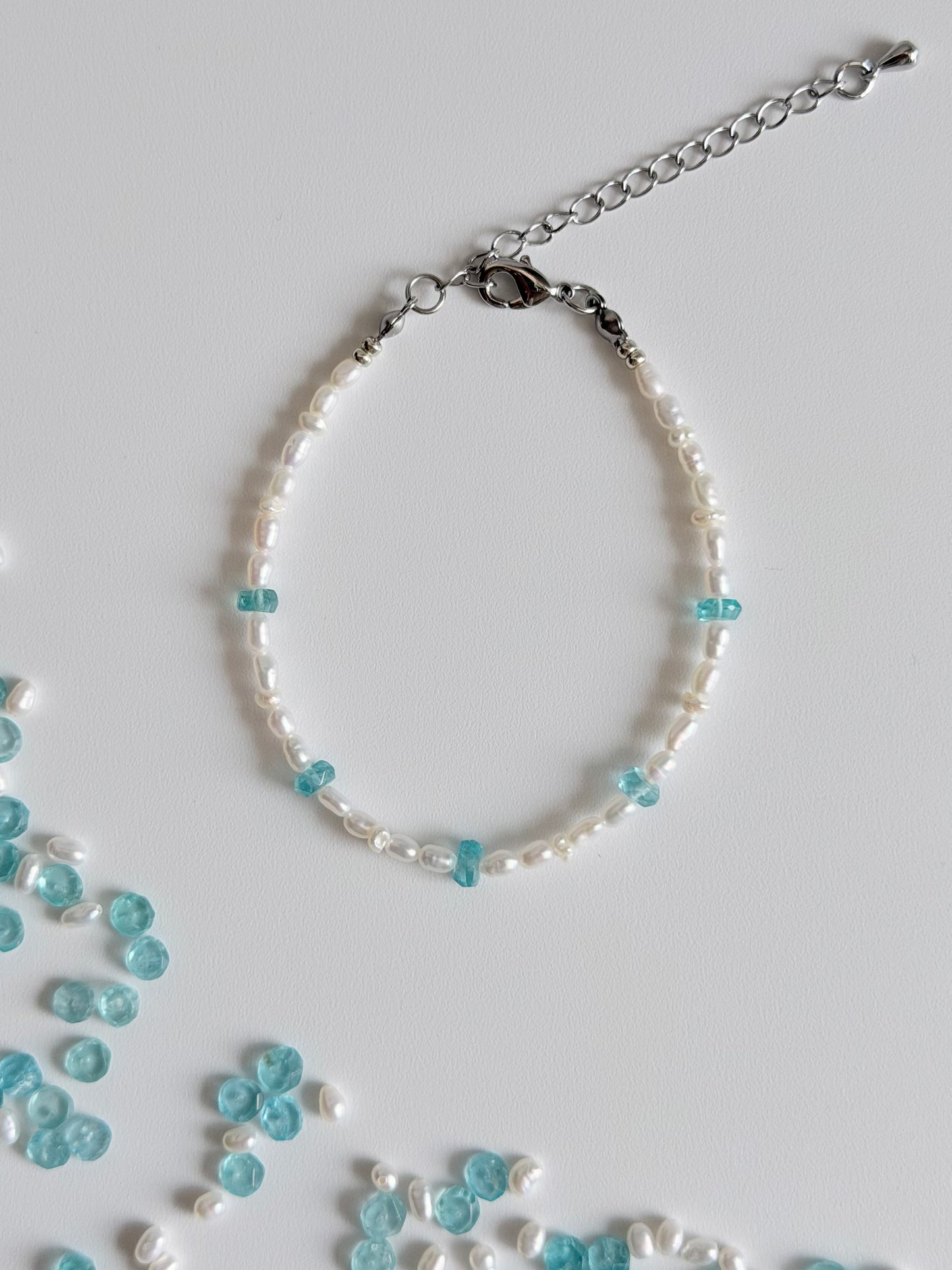 Blue Apatite & Pearl Bracelet