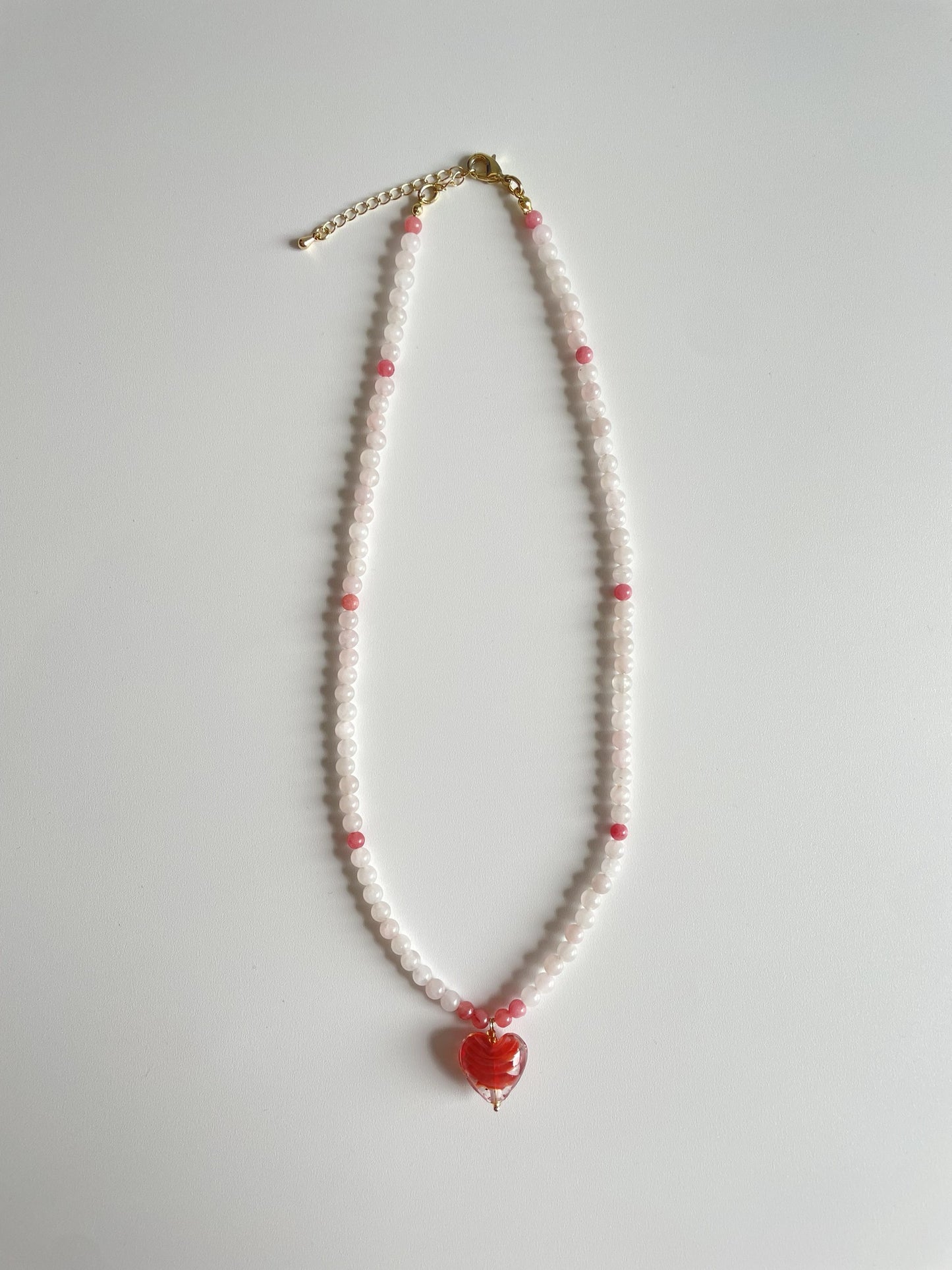 Pink Glass Heart Necklace