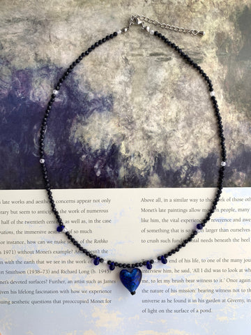Cobalt Heart Beaded Necklace