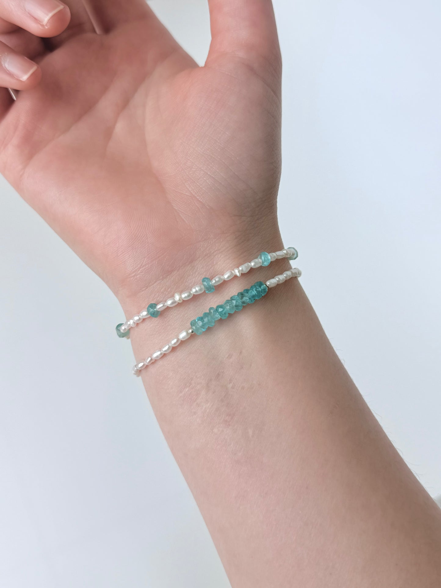 Blue Apatite & Pearl Bracelet