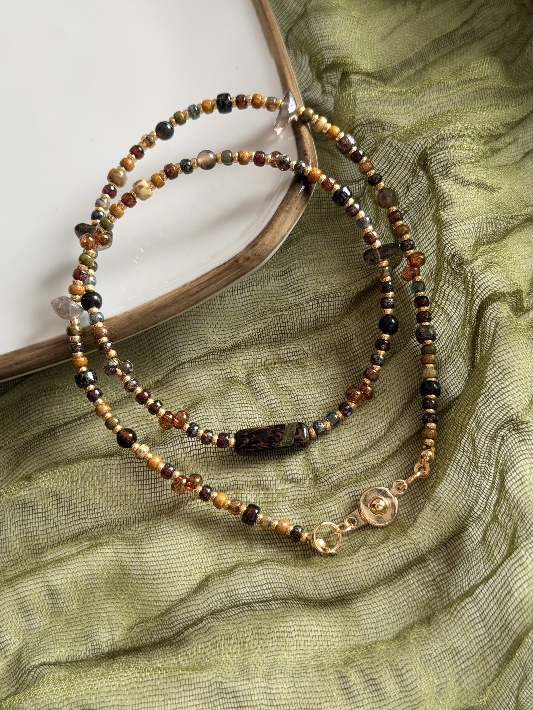Olive Bead Necklace