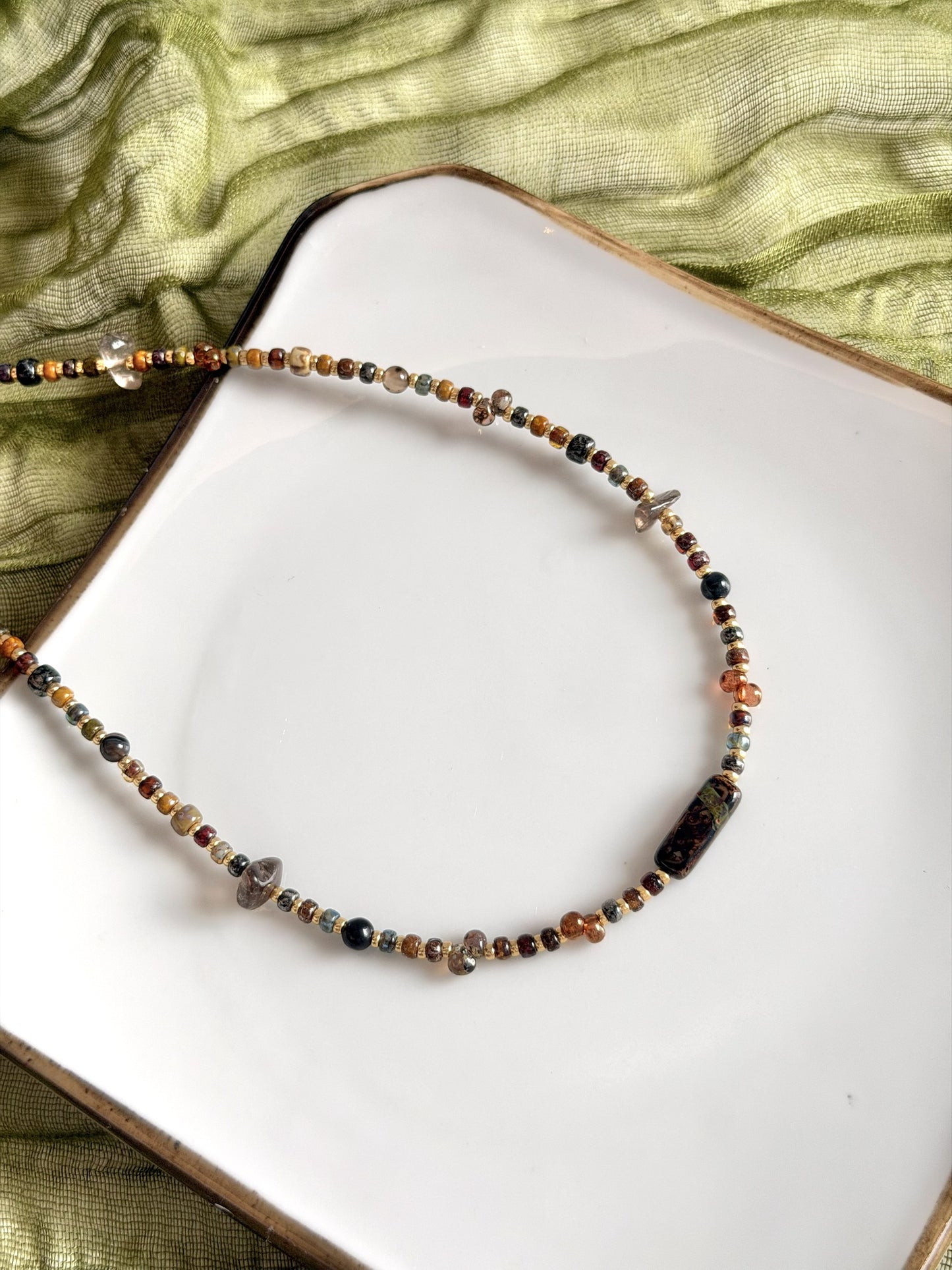 Olive Bead Necklace