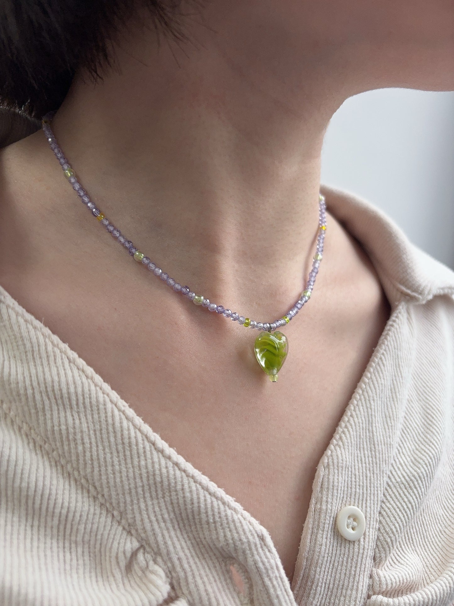 Green Swirl Heart Necklace