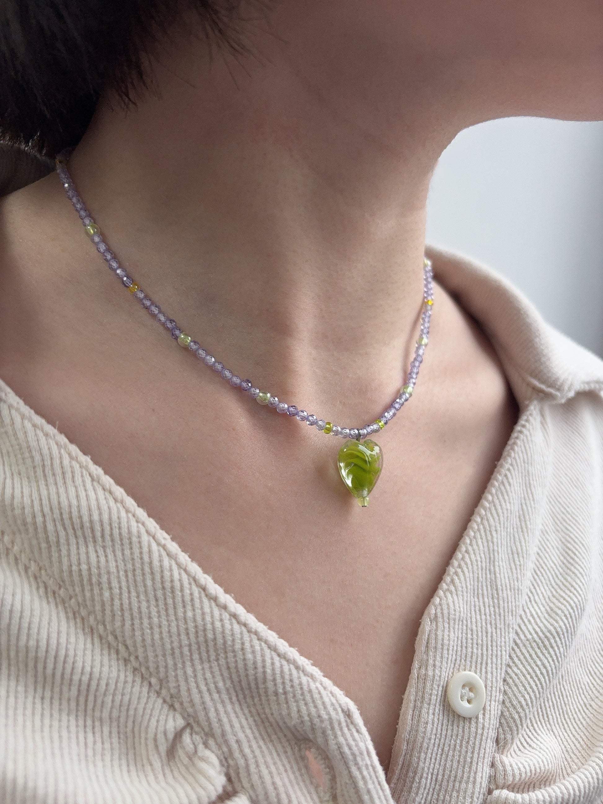Green Swirl Heart Necklace